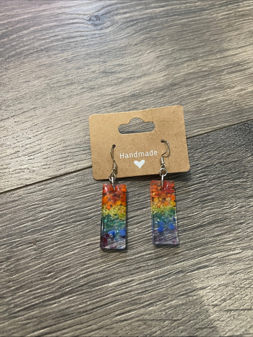 Handmade Rainbow Bar Resin Drop Earrings - Colorful Women Jewelry